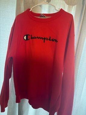 Champion Red Logo Pullover Sweatshirt